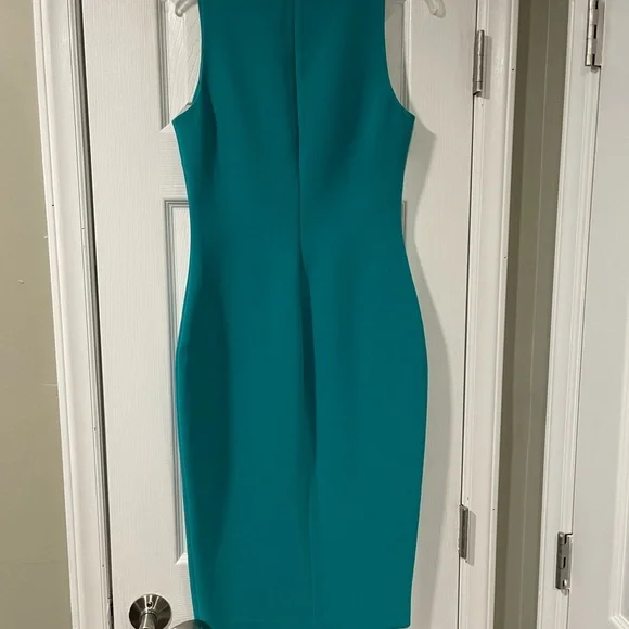Likely Blue Sleeveless V-Neck Sheath Midi Dress - Picture 3 of 8